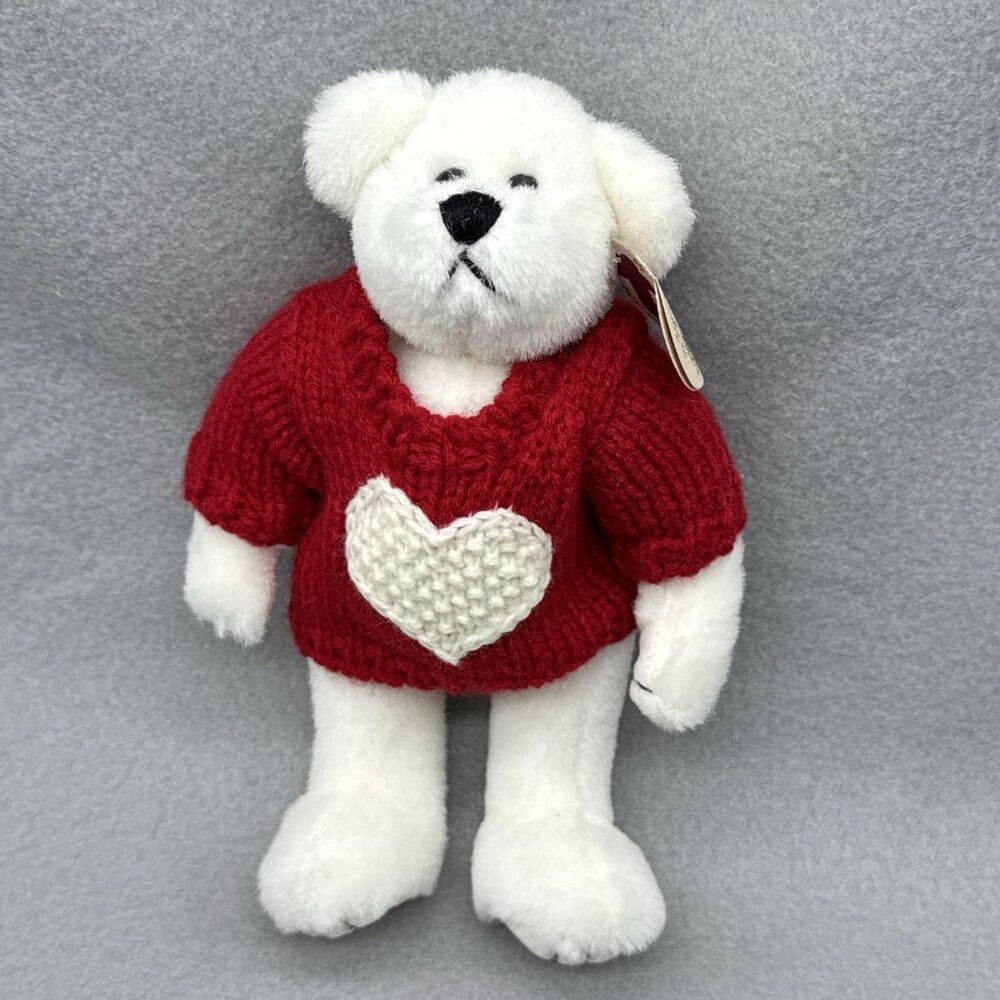 Valentine Nicholas White Bear Attic Treasures Plushie Red Sweater Heart Posable